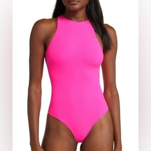 SKIMS FITS EVERYBODY HIGH NECK BODYSUIT | FUCHSIA
